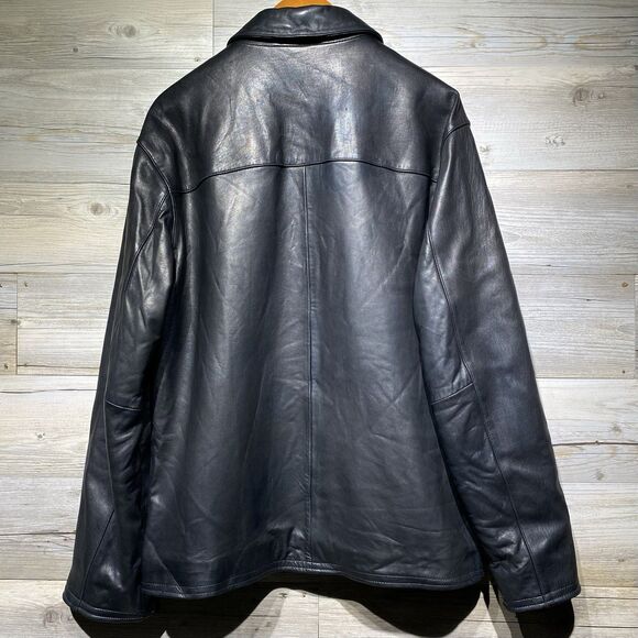 Eddie Bauer Jacket Black Soft Lamb Leather Jacket Coat Full Zip Mens XL Tall - Picture 2 of 10